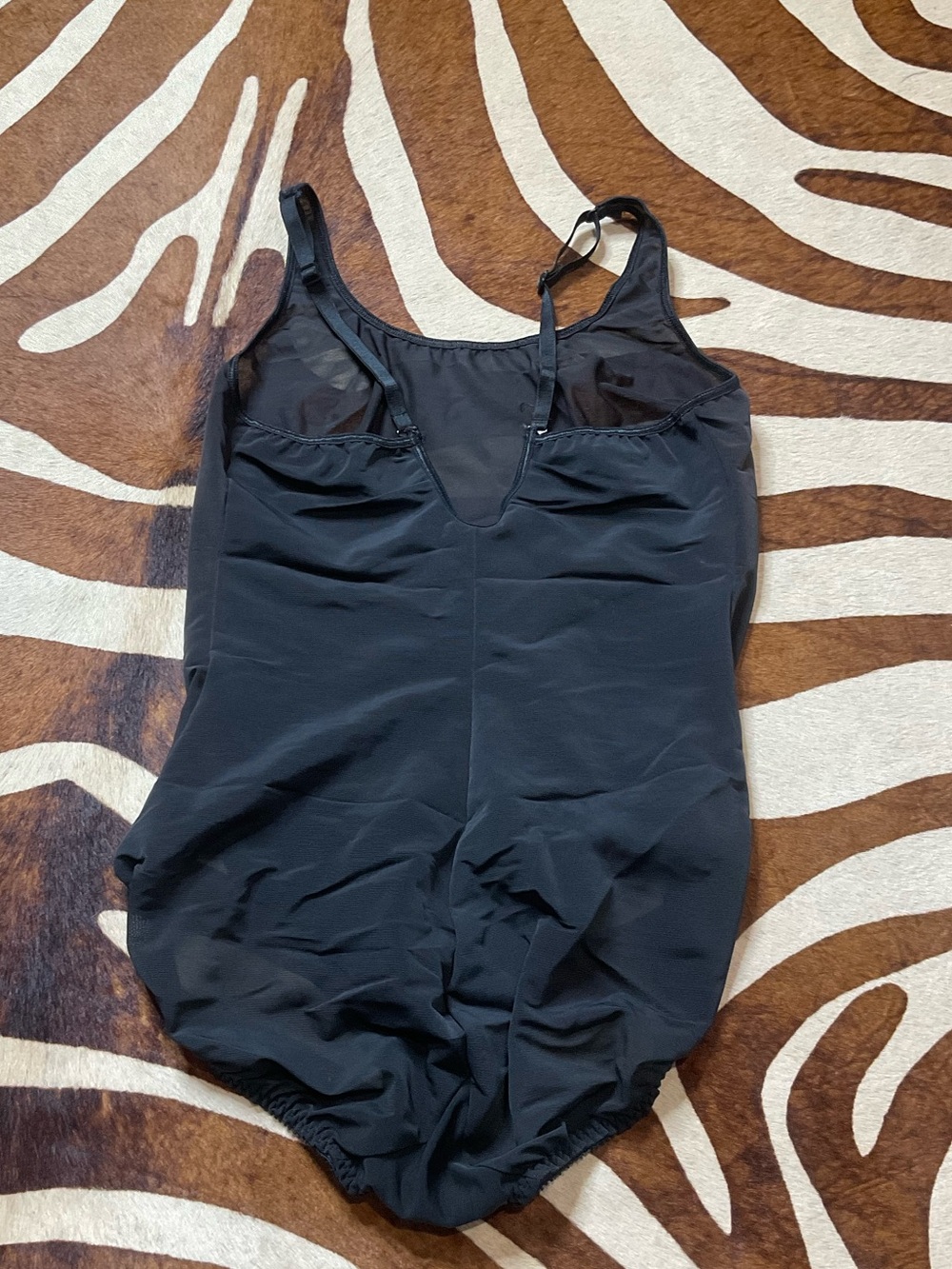 Vintage Olga Sheer Body Shaper Mesh Shapewear Black Bodysuit Size 38 Medium